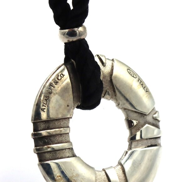 Tiffany & Co Atlas circle pendant on black cord necklace - Picture 6 of 7